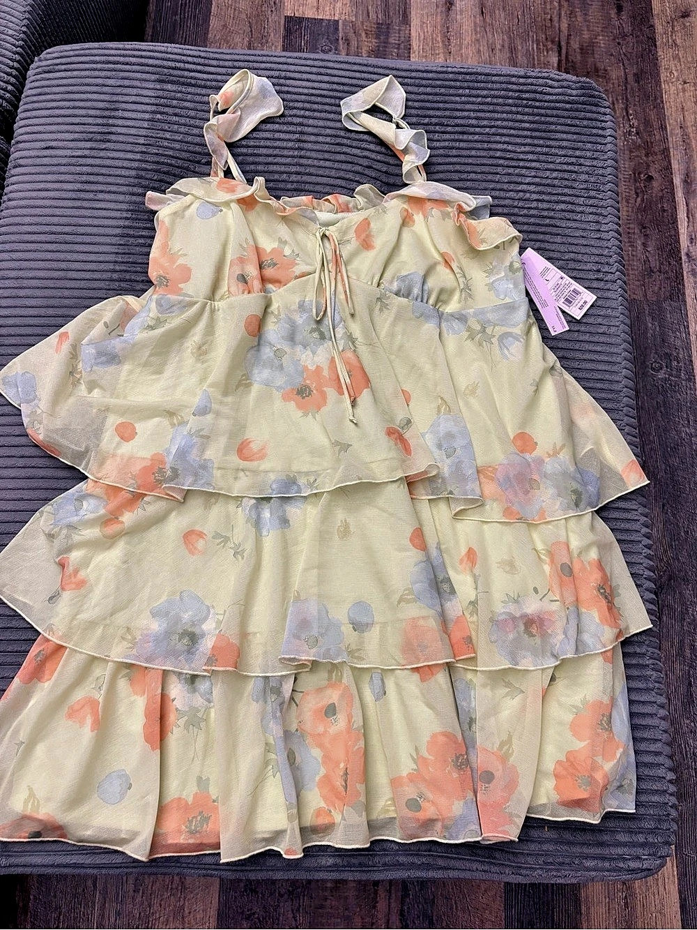 wild fable Floral Layered Mini Dress in Yellow & Orange Size Large NWT